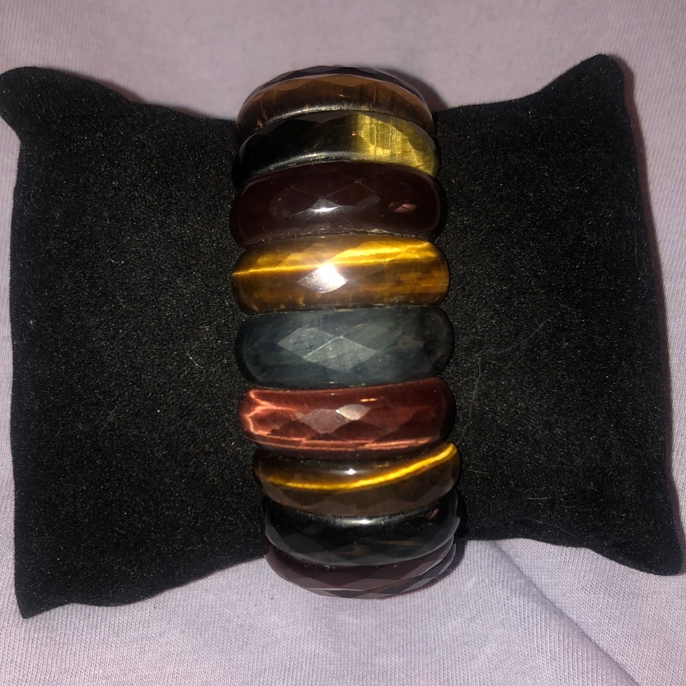 faceted beaded genuine Stone stretch bracelet